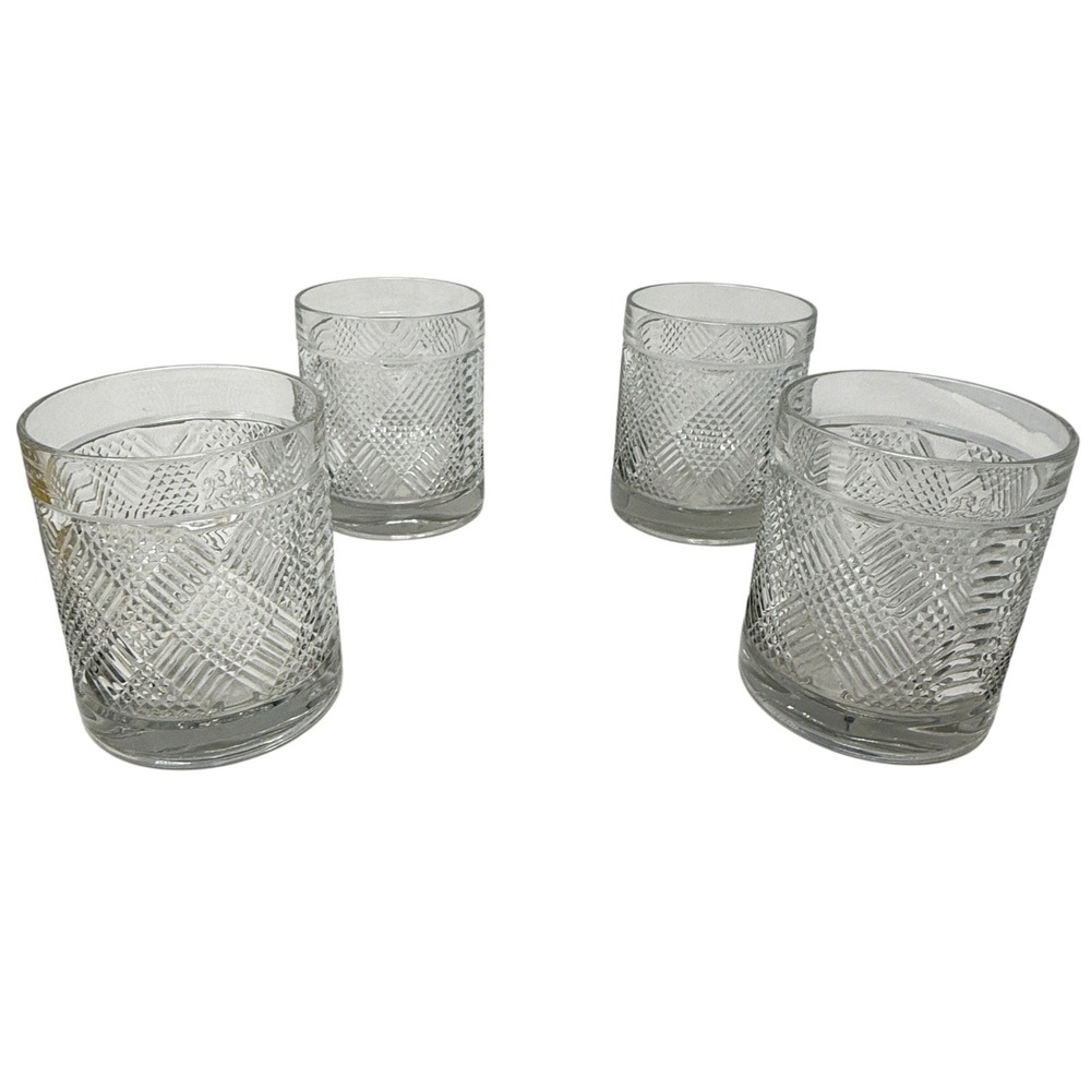 Vintage Ralph Lauren Argyle Plaid Double Old Fashioned Lion Cocktail Glasses Set - Picture 3 of 5